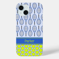Motif de tennis nom personnalisé bleu