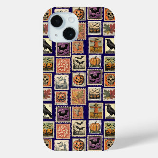 Coque Pour iPhone 15 Motif de timbre vintage Halloween