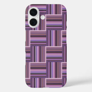 Coques iPhone 16 Motif de tissage à bandes mauve