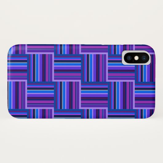 Coques Case-Mate iPhone Motif de tissage à rayures bleues et violettes (Dos (Horizontal))