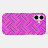 Coques Case-Mate iPhone Motif de tissage diagonal à rayures roses (Verso (horizontal))