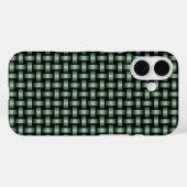 Coques Case-Mate iPhone Motif de tissage noir vert (Verso (horizontal))