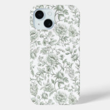 Motif de toile fleurie vert sauge vintage