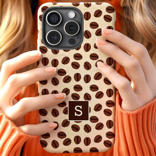 Coque Pour iPhone 15 Motif de tourbillon de grains de café Monogramme