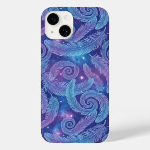 Coque Pour iPhone 14 Motif de tourbillon de plume sarcelle-violet cosmi