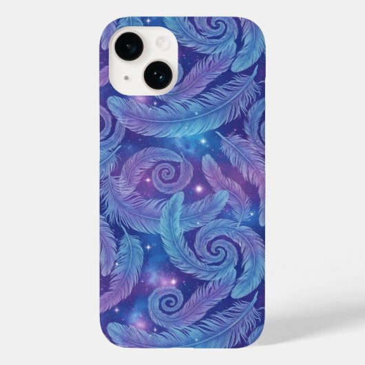 Coques Case-Mate iPhone Motif de tourbillon de plume sarcelle-violet cosmi (Verso)