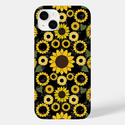Coques Case-Mate iPhone Motif de tournesol A01.b BG noir (Verso)