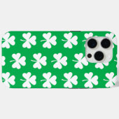 Coques Case-Mate iPhone Motif de trèfle vert et blanc (Verso (horizontal))