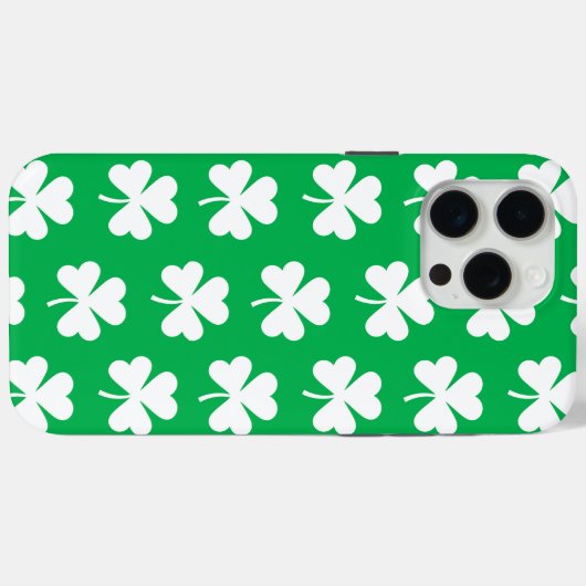 Coques Case-Mate iPhone Motif de trèfle vert et blanc (Verso (horizontal))