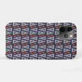 Coques Case-Mate iPhone Motif de triangles géométriques bleu foncé et roug (Dos (Horizontal))