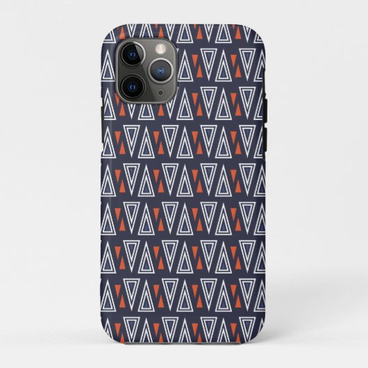 Coques Case-Mate iPhone Motif de triangles géométriques bleu foncé et roug (Dos)