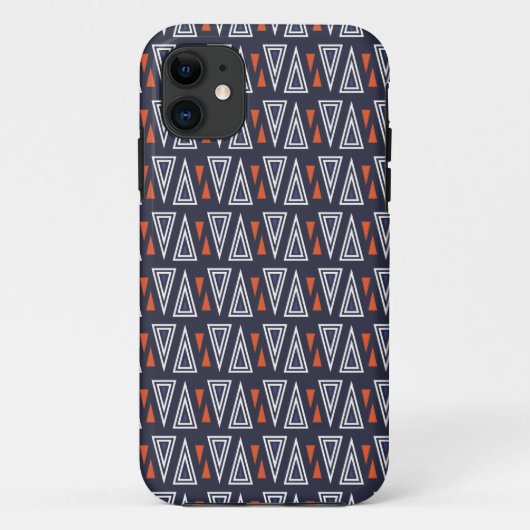 Coques Case-Mate iPhone Motif de triangles géométriques bleu foncé et roug (Dos)