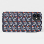 Coques Case-Mate iPhone Motif de triangles géométriques bleu foncé et roug (Dos (Horizontal))
