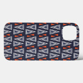Coques Case-Mate iPhone Motif de triangles géométriques bleu foncé et roug (Verso (horizontal))
