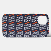 Coques Case-Mate iPhone Motif de triangles géométriques bleu foncé et roug (Verso (horizontal))