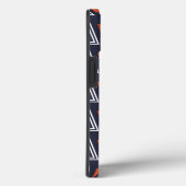 Coques Case-Mate iPhone Motif de triangles géométriques bleu foncé et roug (Verso / Droite)