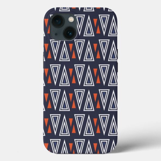 Coques Case-Mate iPhone Motif de triangles géométriques bleu foncé et roug (Verso)