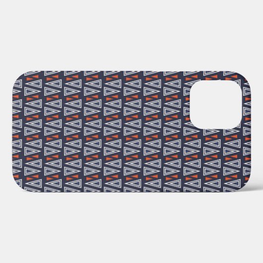 Coques Case-Mate iPhone Motif de triangles géométriques bleu foncé et roug (Verso (horizontal))