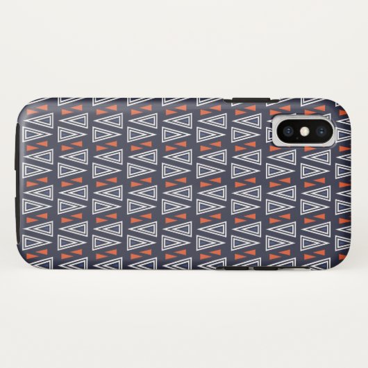 Coques Case-Mate iPhone Motif de triangles géométriques bleu foncé et roug (Dos (Horizontal))