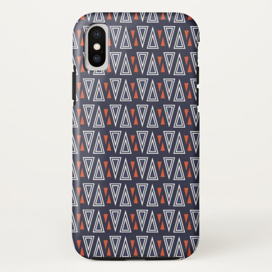 Coques Case-Mate iPhone Motif de triangles géométriques bleu foncé et roug (Dos)