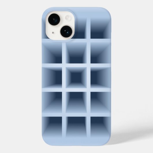 Coques Case-Mate iPhone Motif de trous carrés bleus (Verso)