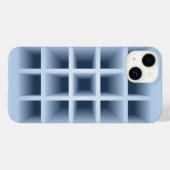 Coques Case-Mate iPhone Motif de trous carrés bleus (Verso (horizontal))