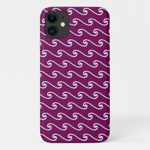 Etui iPhone Case-Mate Motif de vague chinois - blanc sur violet aubergin
