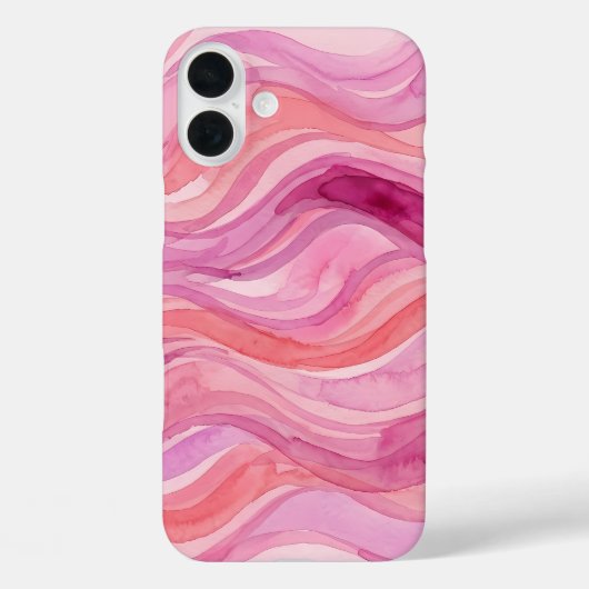 Coques Case-Mate iPhone Motif de vagues à l'aquarelle rose (Verso)