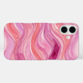 Coques Case-Mate iPhone Motif de vagues à l'aquarelle rose (Verso (horizontal))