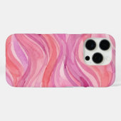 Coques Case-Mate iPhone Motif de vagues à l'aquarelle rose (Verso (horizontal))