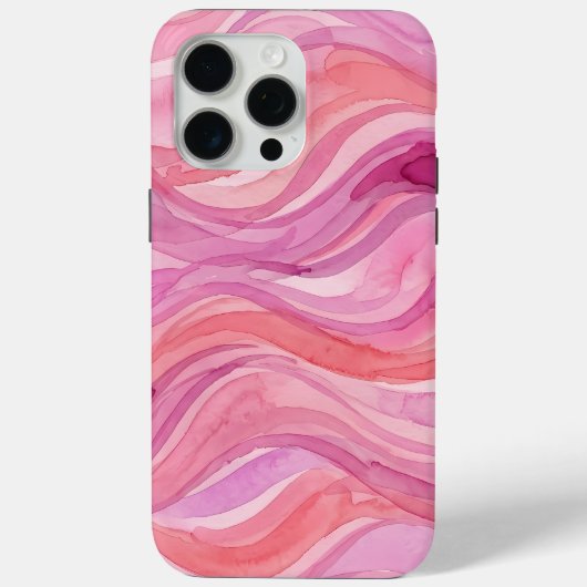 Coques Case-Mate iPhone Motif de vagues à l'aquarelle rose (Verso)