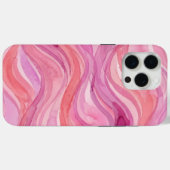 Coques Case-Mate iPhone Motif de vagues à l'aquarelle rose (Verso (horizontal))