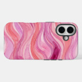 Coques Case-Mate iPhone Motif de vagues à l'aquarelle rose (Verso (horizontal))