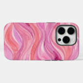 Coques Case-Mate iPhone Motif de vagues à l'aquarelle rose (Verso (horizontal))