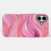 Coques Case-Mate iPhone Motif de vagues à l'aquarelle rose (Verso (horizontal))