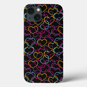 iPhone 13 Coque Motif de Valentine avec des coeurs de couleur