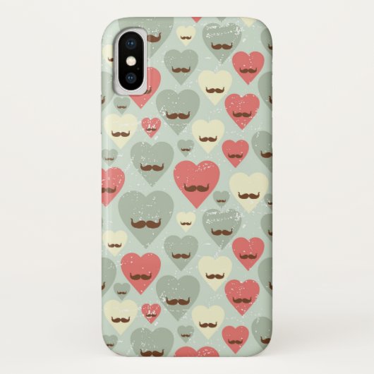 Coques Case-Mate iPhone Motif de Valentine avec le coeur et la moustache (Dos)