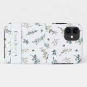 Coques Case-Mate iPhone Motif de verdure d'eucalyptus aquarelle sarcelle N (Dos (Horizontal))