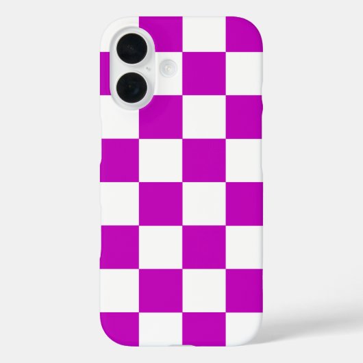 Coques Case-Mate iPhone Motif de vérification À damiers blanc violet (Verso)