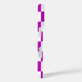 Coques Case-Mate iPhone Motif de vérification À damiers blanc violet (Verso / Droite)