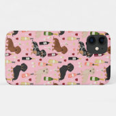 Coques Case-Mate iPhone motif de vin de Dachshund rose (Dos (Horizontal))