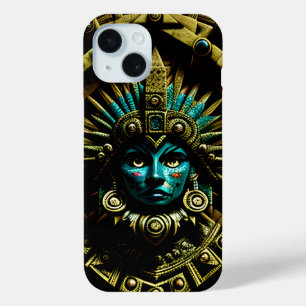 Coque Pour iPhone 15 Motif de visage Aztec deux