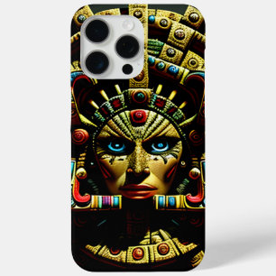 Coque iPhone 15 Pro Max Motif de visage aztèque quatre