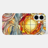 Coques Case-Mate iPhone Motif de vitrail Coucher de soleil sur l'océan (Verso (horizontal))