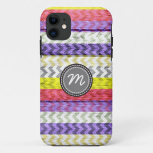 Coque iPhone 11 Motif de zigzag de chevron en bois