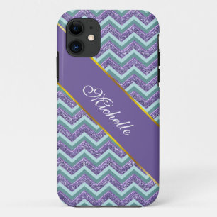 Coques Pour iPhone Motif de zigzag en verre d'améthyste