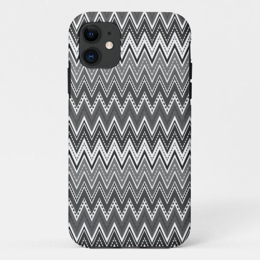 Coques Case-Mate iPhone Motif de zigzag géométrique noir et blanc (Dos)