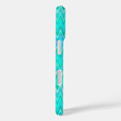 Coques Case-Mate iPhone Motif de zigzag moderne - monogramme turquoise (Verso / Droite)