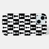 Coques Case-Mate iPhone Motif d'échecs noir et blanc élégant (Verso (horizontal))