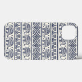 Coques Case-Mate iPhone Motif d'éléphant ethnique bleu (Verso (horizontal))
